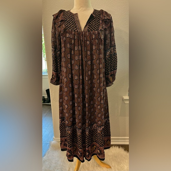 Frye Dresses & Skirts - FRYE Jenna Bohemian Aniversary Collection ruffle midi dress Size XS